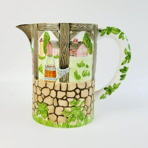 Vintage Johnson Brothers Friendly Village Water Pitcher 8" Farmhouse Textured
